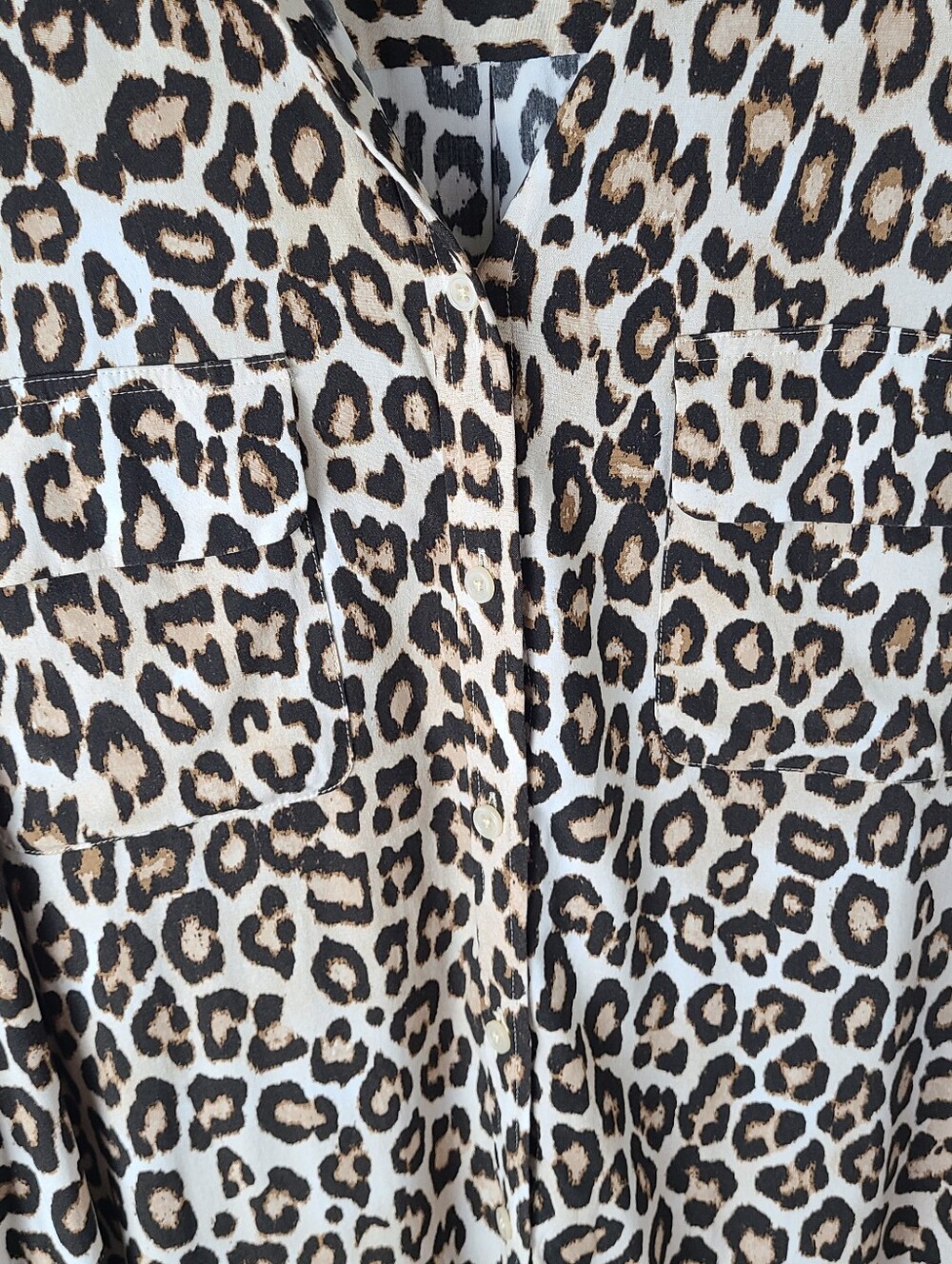 Chico's Leopard Print Lightweight Button-Down Shirt - Picture 6 of 8
